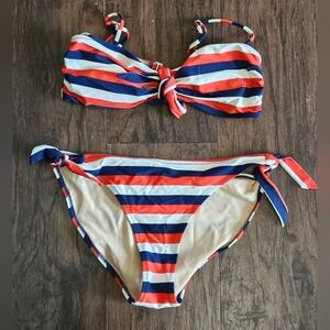 Old Navy Red, White, and Blue Striped Bikini Top Sz M Bottom Sz L
